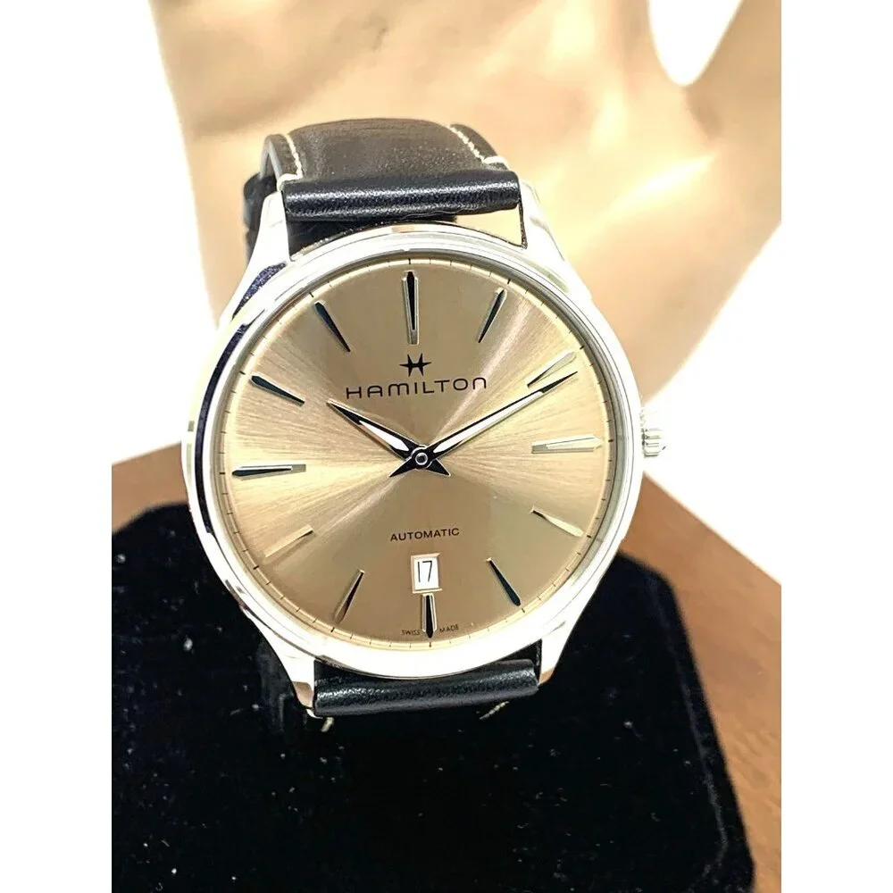 Hamilton Men's Watch H38525721 Swiss Automatic Beige Dial Leather Band 40mm